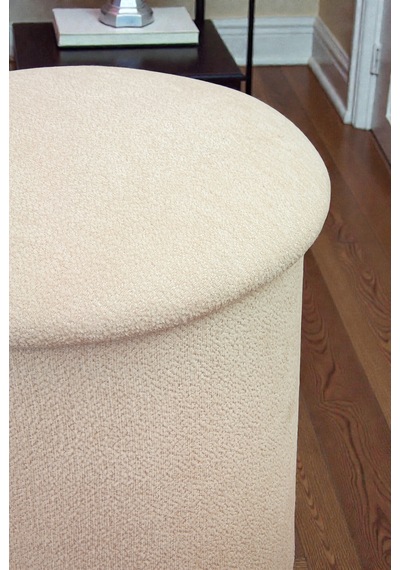 Dekoratif Silindir Sandıklı Puf Çok Amaçlı Oturma Ve Yatak Odası Pufu - Krem - 40x38 Cm Krem