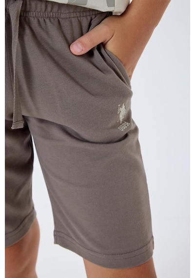 U.S. Polo Assn. Erkek Çocuk 2 Li Bermuda T-şhirt Takım Bej-2315 Bej