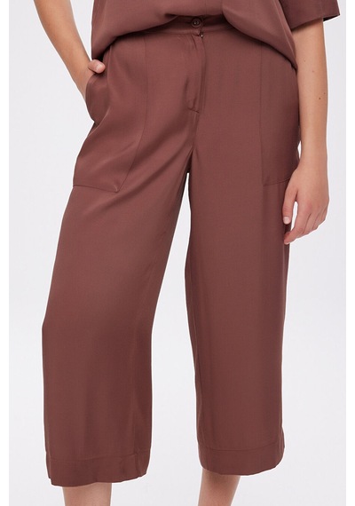 Faik Sönmez Kemeri Lastikli Cep Detaylı Rayon Viskon Capri S26cpr008 Us26cpr00883 Koyu Kahve