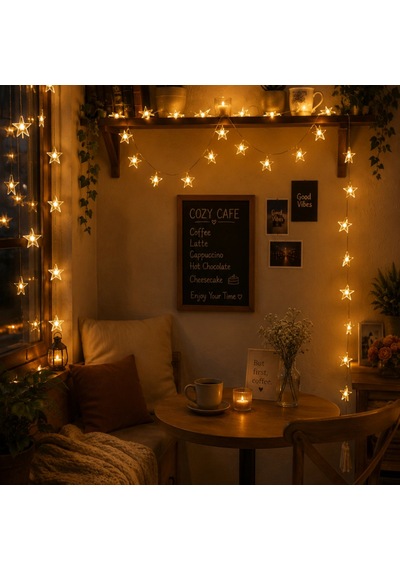 20 Led Yıldız Işık Zinciri Günışığı Beyaz Dekoratif Aydınlatma Diğer