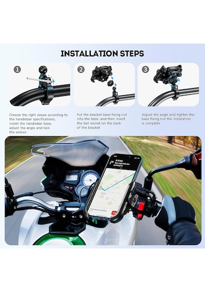 Kewig Kwg-m8sp-s-c Alüminyum Alaşım Motosiklet Telefon Tutucu Gidon Bağlantılı, Titreşim Korumalı Ve Güvenlik Kilitli 5.4 - 7.2 İnç Uyumlu Siyah