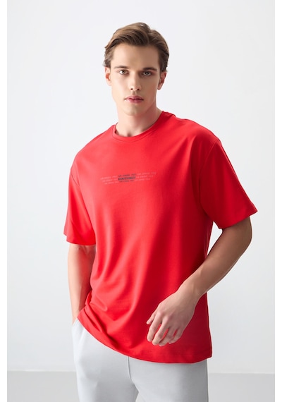 Air Jones Tommy Life Fiesta Pamuklu Kalın Yumuşak Dokulu Oversize Fit Baskılı Erkek T-shirt - 88374 Kirmizi Air Jones Tommy Life Fiesta Pamuklu Kalın Yumuşak Dokulu Oversize Fit Baskılı Erkek T-shirt - 88374 Kirmizi