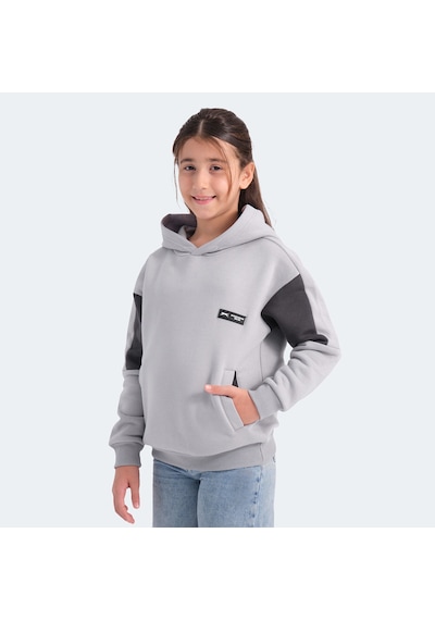 Slazenger  LAYNE Çocuk Kapüşonlu Cepli Gri  -  Siyah Sweatshirt