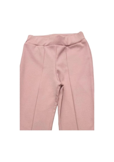 Zekids Kız Çocuk Fitilli İspanyol Paça Tayt-14206 Pudra