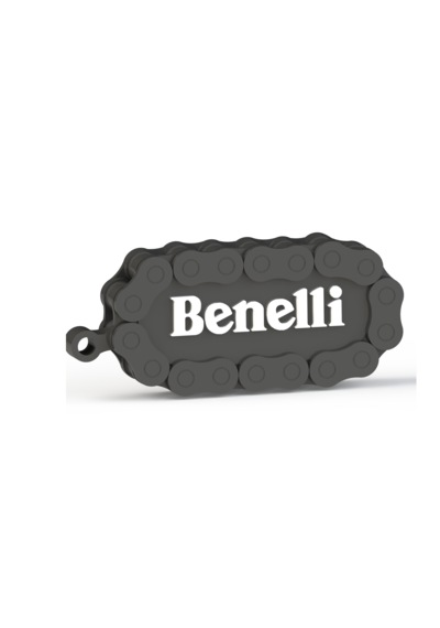 Benelli Logolu Özel Tasarım Zincir Detaylı Motosiklet Anahtarlığı Siyah
