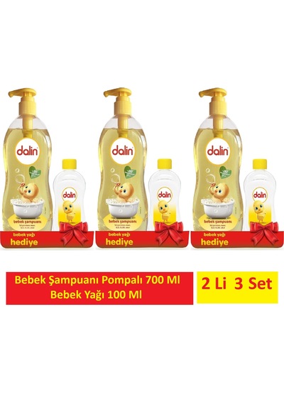 Dalin Bebek Şampuanı 700 Ml + 100 Ml Bebek Yağı 2 Li X 3 Set Tüm Saç Tipleri