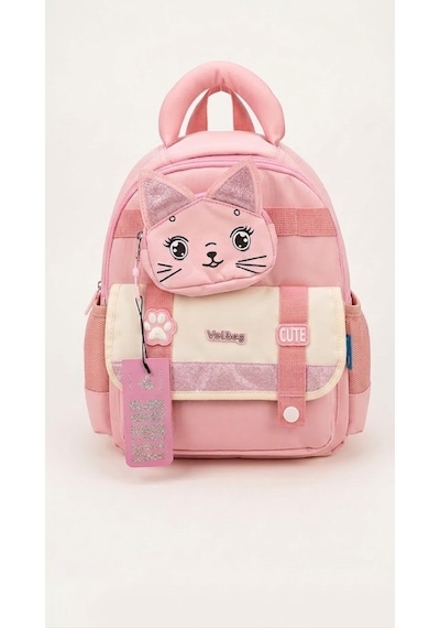 Markahit Premium Bimbo Kedi Cüzdanlı Anaokulu Ve İlkokul Sırt Çantası Pembe