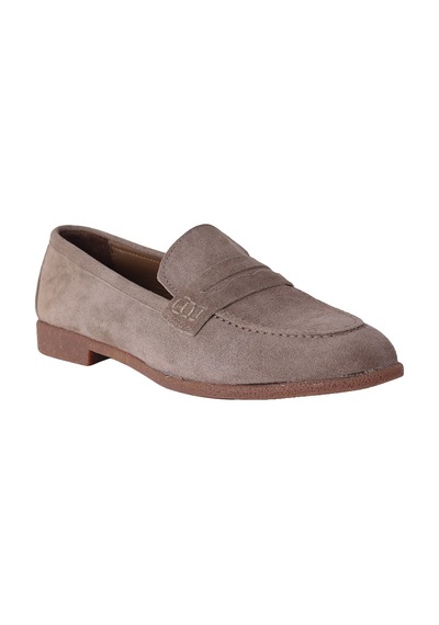 Hobby Ayakkabı Hobby Kadın Süet Penny Loafer Babet Ayakkabı Vizon