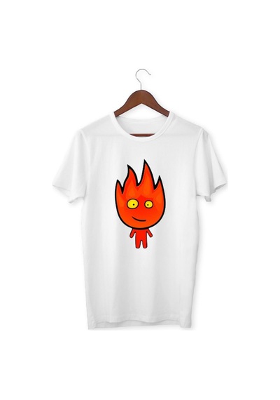 Alpşan Ticaret Ateş Ve Su Tişört Çocuk Yetişkin Baskılı T-shirt Beyaz