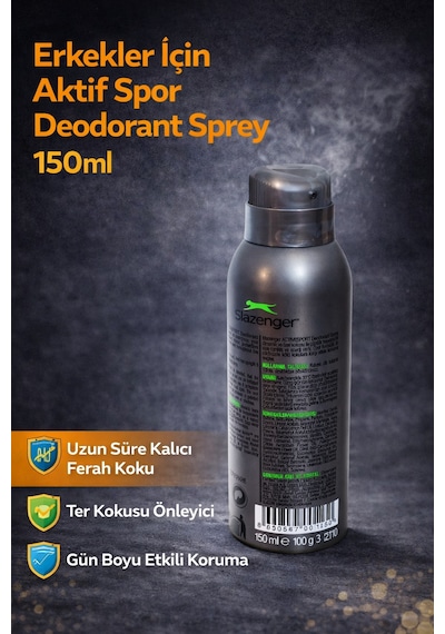 Erkekler İçin Aktif Spor Deodorant Sprey 150 Ml Uzun Süre Kalıcı Ferah Koku