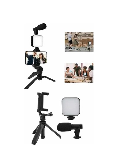 Telefon Tutucu Mini Tripod Mikrofonlu Vlog Video Çekim Standart