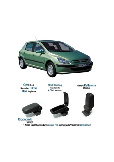 Peugeot 307 Uyumlu Araca Özel Kol Dayama Kolçak 2001 2002 2003 2004 2005 2006 2007 2008