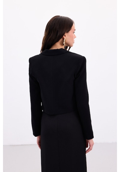 Sateen Luna Kısa Ceket - Siyah-136880 Siyah