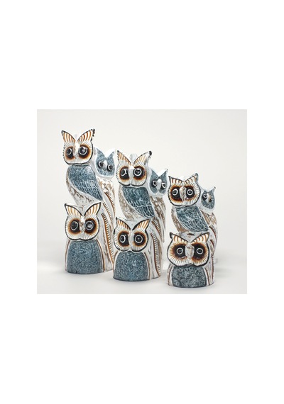 1 Adet Ahşap 3'lü Baykuş Seti Dekoratif Ahşap Figür Seti 30-40-50 Cm, Ev Ve Bahçe Süsü, Wooden Owl Decor