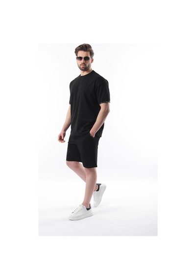Madmext Siyah Basic Erkek Şort T-shirt Takımı E7307 Siyah
