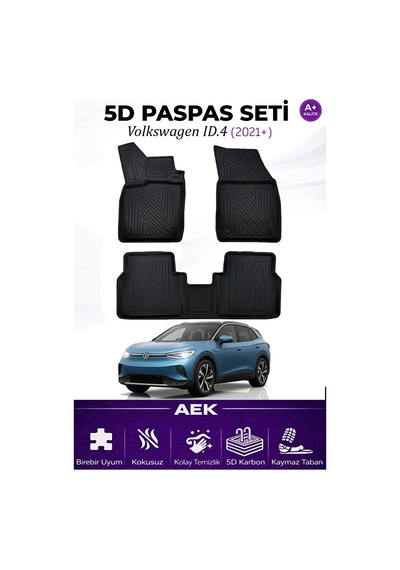 Volkswagen İd.4 2021+ Araca Özel Havuzlu "karbon" Paspas Takımı