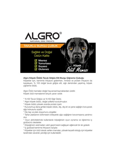 Algro Tavuk Göğüs Etli Jumbo Boy Burgu Çubuk 240 G