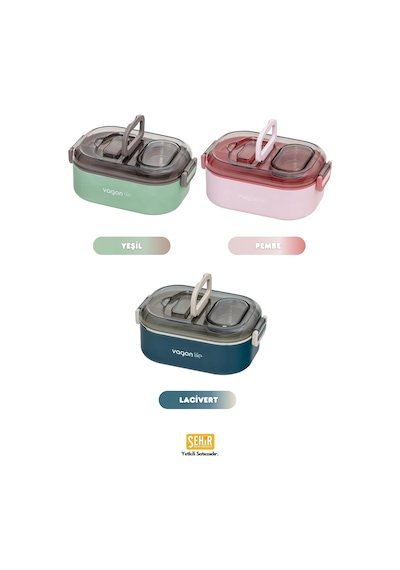 Vagonlife Bento 550ml Lunchbox Tek Katlı Bölmesiz Çelik Sefer Tası Yemek Kutusu Pembe Çok Renkli