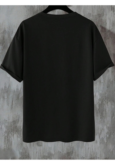Brooklyn Up T-shirt - Siyah Baskılı Oversize Bisiklet Yaka Kısa Kol Tişört Siyah
