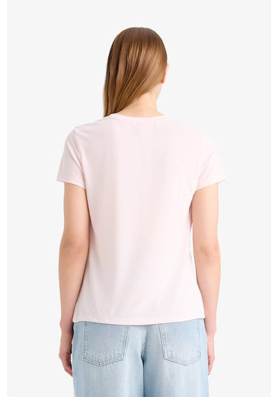 Defacto Regular Fit Bisiklet Yaka Basic Düz Kısa Kollu Tişört F4213axnspn38 Pembe
