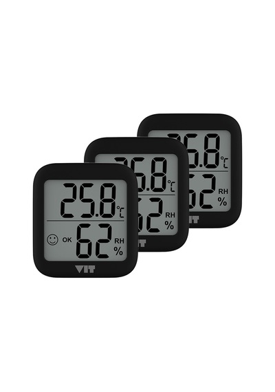 Vıt 3'lü İç Mekan Dijital Isı Ve Nem Ölçer Siyah Termometre Bvt17-02 Thermometer