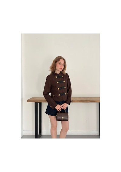 Verymoda Çin Düğmeli Ceket F2105 Kahve