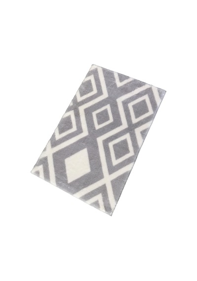 Jassrug Royal Kaymaz Taban Banyo Halısı 50x80 Karo Gri Gri