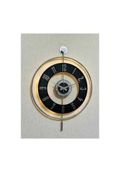 Pey Aksesuar Metal Camlı Duvar Saati Krom Statık 50 X 70cm Orta Boy Işıklı M51-kromgrı-şeffaf-siyah-gümüş Gri