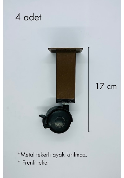 Sihirli Sehpa Tekeri Masa Tekeri 17 Cm Kırılmaz Metal Teker Fren Sistemli Ceviz