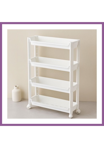 Bezos 4 Katlı Tekerlekli Sepet Organizer Raf 465x145x670mm Rengaren Çok Renkli