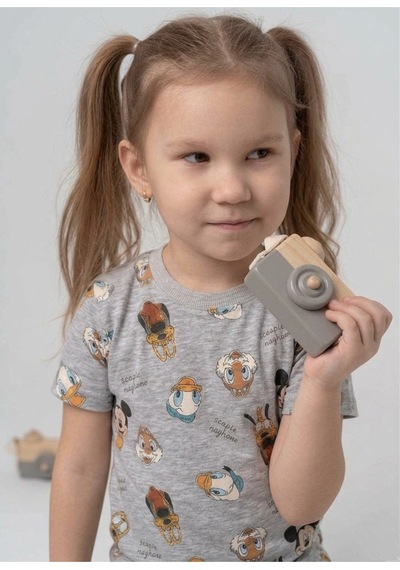 Beka Kids Kız Çocuk Kısa Kollu Ve Şortlu Bisiklet Yaka Rahat Desenli Pijama Takımı Alt-üst Takım Krem