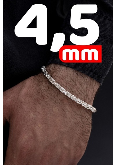 Vog Parlak Kral 4.5 Mm 20 Cm 925 Ayar Gümüş Sevgiliye, Babaya,eşe,arkadaşa Hediye Bileklik