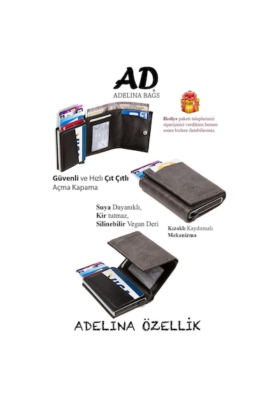 Adelina Bags Gri Crazy Deri El Ve Omuz Çanta Ve Mekanizmalı Kartlık Set