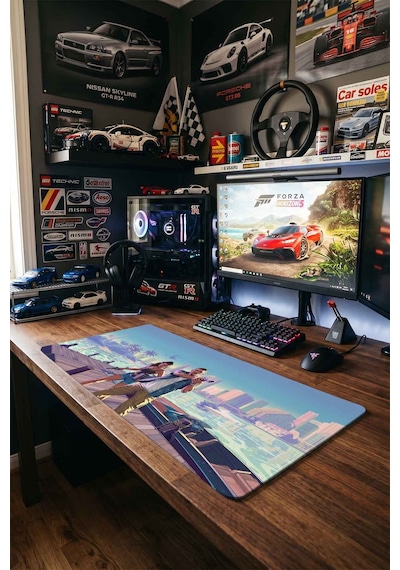 Gta 6 Vice City Sahil Aksiyon 40x90 Cm Oyuncu Mousepad Kaymaz Taban Büyük Boy Siyah