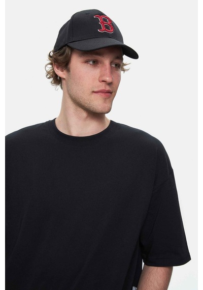 Ucla Roscoe Siyah Bisiklet Yaka Baskılı Oversize Erkek Tshirt Siyah