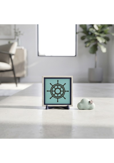 Gemi Dümeni Temalı Modern Dekoratif Obje, Ofis Ve Ev Dekoru İçin Karakterli Bir Seçim 10x10 Cm