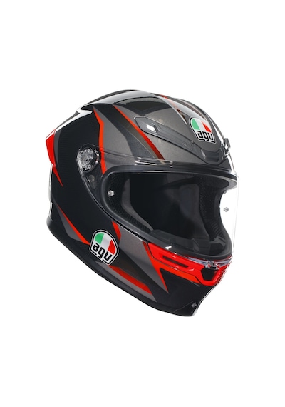 Agv K6s Mplk Slashcut Blk Kapalı Motosiklet Kaskı Gri - Kırmızı