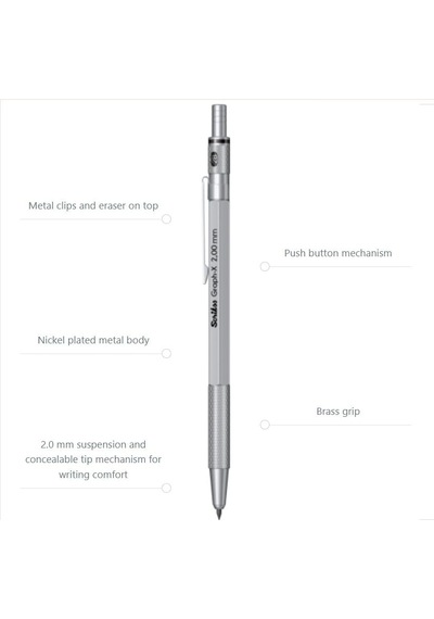 Office Graphx Mekanik Kurşun Kalem Kurşun Gri 2 Mm -