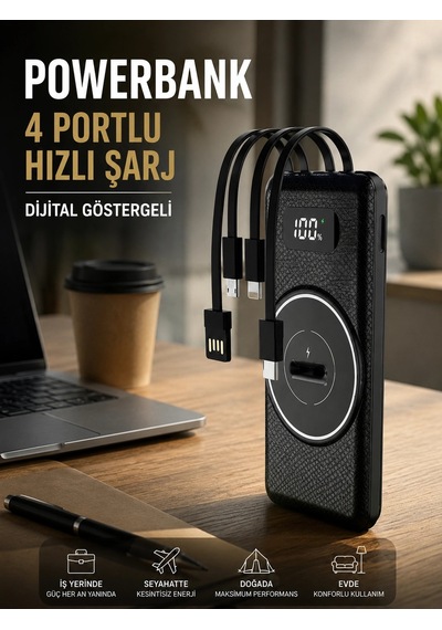 Hubrendy Tekno Hızlı Şarj Dijital Göstergeli Powerbankli Çoklu Şarj Özelliği Diğer 37091280