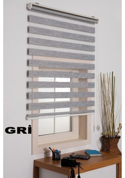 Asyhome Bambu Beyaz-Ekru-Krem-Gri Zebra Stor Perde