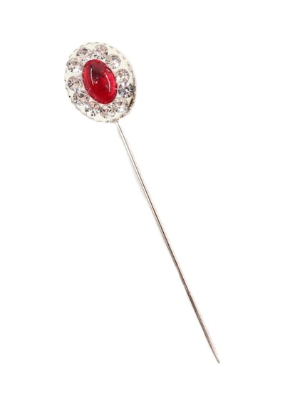 Numetal 8 Li Bordo Yakut Taşlı Eşarp İğnesi. Şal İğnesi. Türban İğnesi. Başörtü İğnesi. Eşarp Ve Şal İğnesi. Gümüş