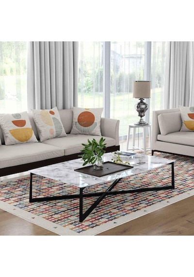 Kaymaz Taban Yıkanabilir Halı Mutfak, Salon, Yatak Odası İçin Modern Dijital Baskı Halı Slnhalı41 - 0149 Çok Renkli