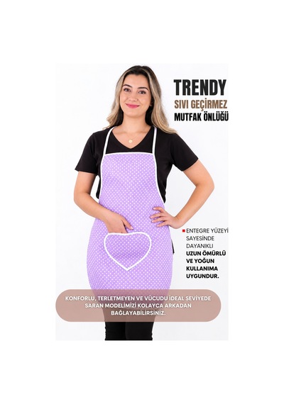 Trendy Sıvı Su Geçirmez Mutfak Önlüğü Puanlı Mor