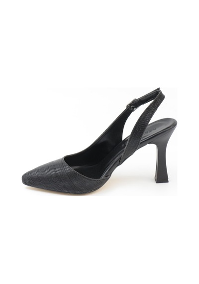 Nesilshoes Nesil Shoes Tam 181 Siyah Simli Topuklu Kadın Sandalet