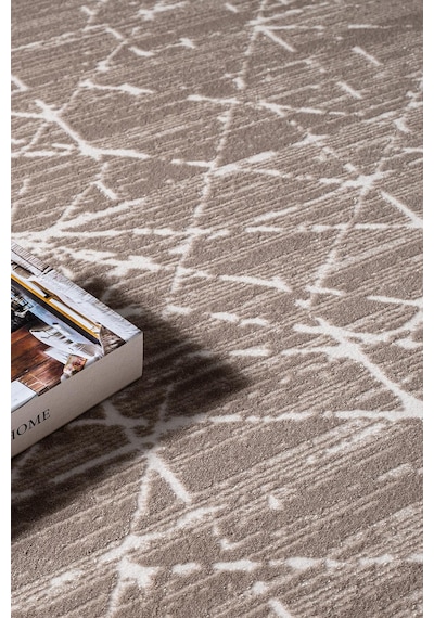 Clay Ct006a Bej Halı Modern Geometrik Desenli Triko Akrilik Pamuk Tabanlı Kaymaz Salon Halısı