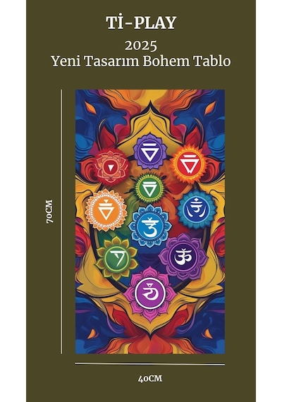 Bohem Tablo Çakra Spiritüel, Canlı Renkler Bohem Duvar Sanatı Çerçevesiz Poster