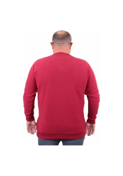 Starbattal Büyük Beden Selanik V Yaka Classic Sweat 23201 Bordo-Bordo