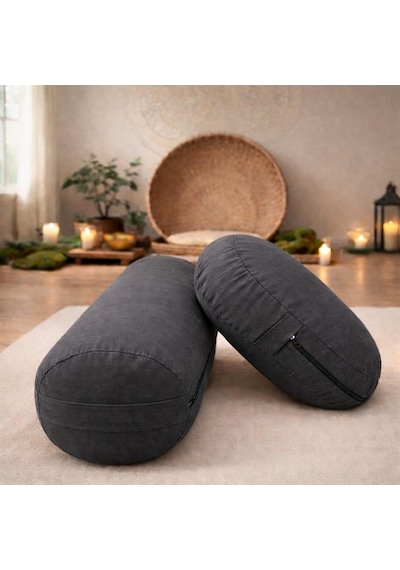Yuvarlak Zafu Meditasyon Minderi & Bolster Minderi İkili Yoga Meditasyon Minder Seti Antrasit