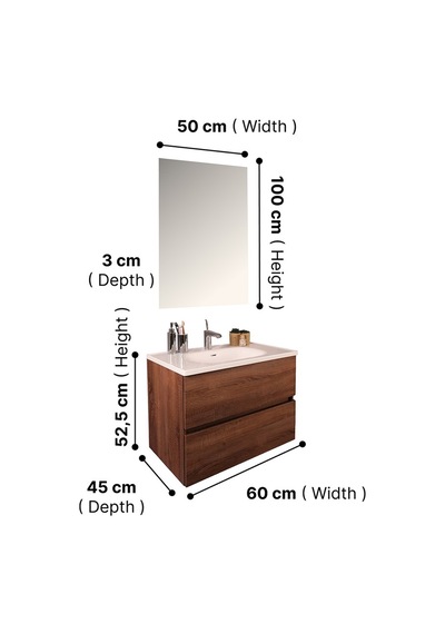 Kobos Simple 80 Cm Çekmeceli Banyo Dolabı Seti Miling Oak Ahşap Kobos Simple 80 Cm Çekmeceli Banyo Dolabı Seti Miling Oak Ahşap