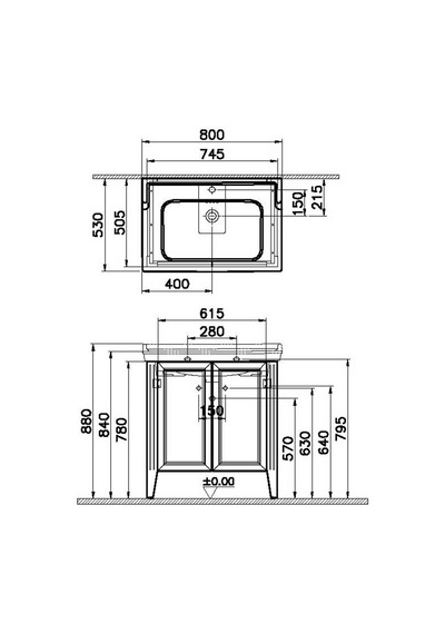 VitrA Valarte Lavabo Dolabı 80 Cm Mat Gri 62154 Gri VitrA Valarte Lavabo Dolabı 80 Cm Mat Gri 62154 Gri